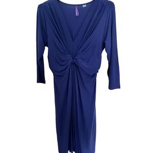 Seraphine Maternity Dress 8 Knot Front Blue Purple V-Neck Nursing Accessible